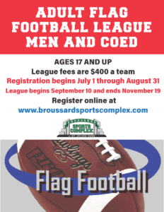 Registration Deadline — Adult Flag Football League 2020