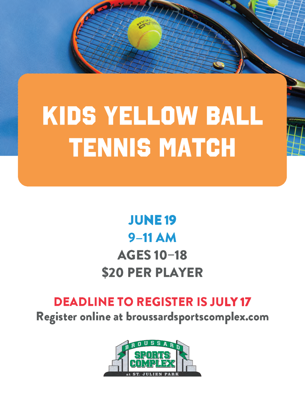 Kids Yellow Ball Tennis Match Broussard Sports Complex