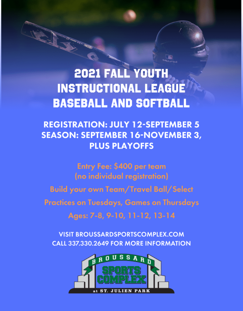 2021 Fall Youth Instructional League Broussard Sports Complex